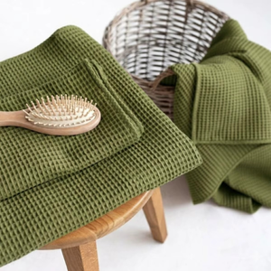 Khakki Textured Waffle Weave 100% Cotton Bath <b>Towel</b> Lightweight Soft - Product Image 2