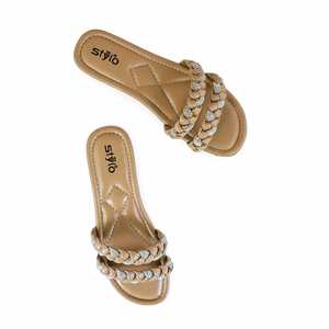 Fourrure formelle marron pour pantoufles PU0484 pantoufle formelle à la mode - Product Image 1