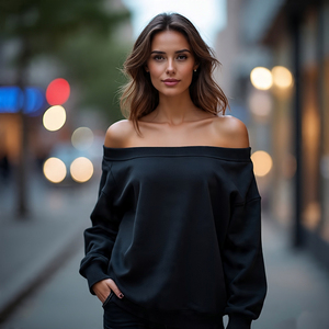 Sweat-shirt à épaules dénudées pour femme, style ample, pull décontracté à manches longues, haut confortable pour un look décontracté au quotidien - Product Image 4