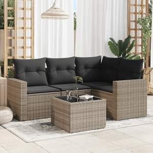 Grande Set di Divani da Giardino Modulari in Rattan PE Grigio, Collezione Premium di Arredamento da Esterno - Product Image 1