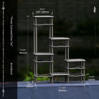 Soporte de Flores de Resina de 5 Niveles y 3 Conexiones, Estilo Chino, No Plegable, para Interiores/Exteriores, Exhibidor de Macetas para Suculentas