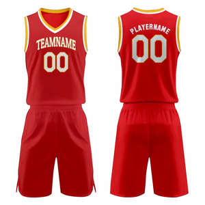 Conjunto de Uniforme de Baloncesto Rojo Personalizado con Nombre de Equipo y Número 00 para Hombre, Ropa Deportiva Transpirable de Poliéster con Impresión por Transferencia de Calor de Alta Calidad - Product Image 2