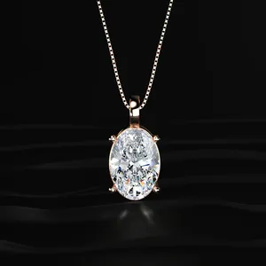 Pendentif solitaire classique au design élégant, diamant CVD de laboratoire taille ovale, couleur D-E et clarté VVS-VS, certifié IGI d'Inde. - Product Image 4