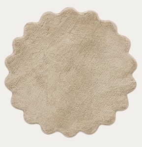 Tapis de bain rond en coton 100% tufté à bord festonné, luxueux, fait main, doux et absorbant - Product Image 5