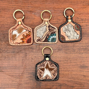 New Arrival Hand Tooled Leather Keychain Cowhide Fur Leather Keyrings Stylish Keychain Stylish Hot Sale <b>Key</b> Chain - Product Image 6