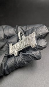 Colgante de letra personalizada de plata 925 con diamante de moissanita VVS para uso unisex, colgante estilo hip hop. - Product Image 2