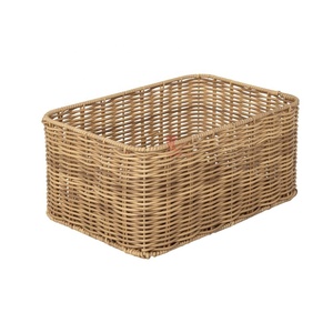 Panier de rangement rectangulaire en faux rotin tressé, fait main, style minimaliste, pour organiser le bureau et la maison - Product Image 4