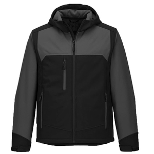 Veste softshell homme à capuche, tissu imperméable, couleur unie, avec poches, vêtement d'automne, coupe classique, matière polyester, OEM - Product Image 2