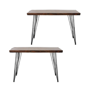 Mesa de comedor Woodem Mesa de centro de madera de teca maciza con pata de metal para sala de estar y muebles de comedor de buena calidad - Product Image 4