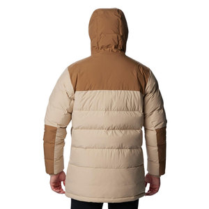 Hooded Long <b>Men</b> Parka <b>Jacket</b> Front Logo Fur Trim Thermal Insulated Design Multiple <b>Utility</b> Pockets Winter Ready Construction - Product Image 2