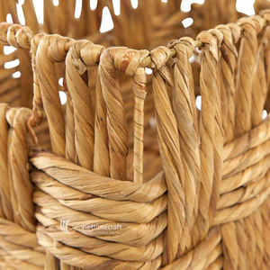 Handwoven Classic Water Hyacinth <b>Storage</b> <b>Basket</b> <b>Rectangular</b> Durable Large Capacity Lid Organizer Bin Beige for Closet Shelf Home - Product Image 2