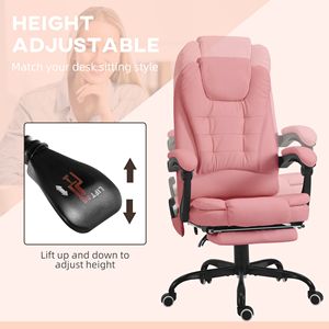 Sedia da Ufficio Direzionale Rosa con Funzione Massaggiante Reclinabile e Altezza Regolabile - Product Image 6