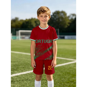 Vêtements de sport pour enfants personnalisés, ensemble de football réversible, chemises et shorts à motifs unis, 100% polyester, haute qualité, personnalisable - Product Image 4