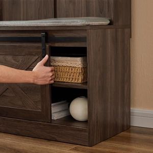 Perchero de Columna Marrón Oscuro con Armario para Zapatos - Product Image 6