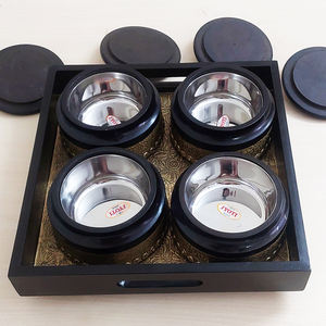 ชุดภาชนะเหล็กใส่ผลไม้และเครื่องดื่ม ดีไซน์โดดเด่น พร้อมถาดเสิร์ฟ  กระปุกอเนกประสงค์ทันสมัยสำหรับจัดระเบียบครัวเรือน - Product Image 1