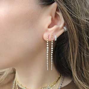 Custom Long Dangle Round Lab Grown Diamond <b>Earrings</b> 14K 18K Solid Gold Drops Ear Line Chain Jewelry Factory Bulk Price Wholesale - Product Image 6