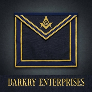 Custom Master Mason Masonic Apron <b>Navy</b> Blue Fabric Gold Bullion Embroidery Freemason Lodge Regalia Hand Made Fraternal Apparel - Product Image 1