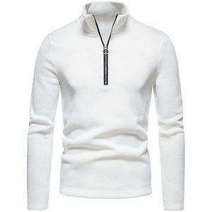 Sudadera con capucha y cremallera de un cuarto para hombre, corte regular, 300 gramos, algodón ligero, tejido de punto, con bolsillo, bordada, teñida lisa - Product Image 2