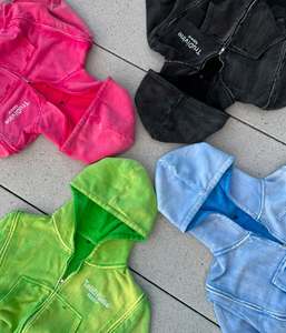 Urban Fashion Acid Wash Winter Heavyweight Solid Casual <b>Track</b> <b>Suit</b> Custom Logo Private Label Wholesale Manufacturer - Product Image 4