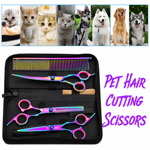 Btech Enterprises BE-1000 Kit de Toilettage Professionnel pour Chiens et Chats 7 Pouces – Peignes et Ciseaux Droits/Courbes, Ciseaux à Effiler CE - Product Image 1