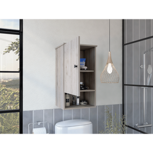 Armadietto Portamedicinali Porto con Finitura Grigio Chiaro e Due Ripiani Interni per Organizzazione Bagno - Product Image 1