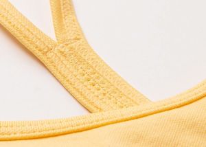 <b>Women's</b> Solid Color Sporty Tank <b>Top</b> Set <b>Yellow</b> Knitted Breathable Yoga Fitness Wear - Product Image 5