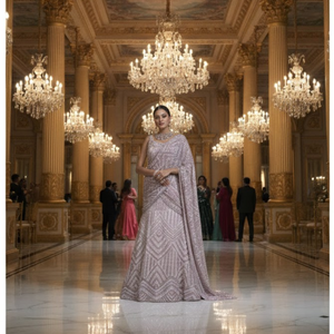 Modern Plus Size Designer Luxury Hand-Beaded Bridal Lehenga Choli Lace Draped Crystal Embroidery Matching Dupatta Premium - Product Image 2