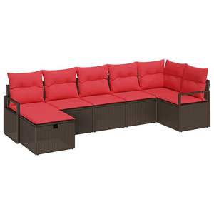 ชุดสวนหวายโพลีสีน้ำตาลและสีแดง 7 ชิ้น พร้อมเบาะรองนั่งแบบแมนนวล ชุดโซฟาสีน้ำตาลและสีแดง - Product Image 2