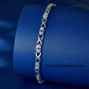 Platinum 925 Sterling Silver Zircon Inlay Heart Cut Diamond Chain Bracelet Twisted <b>Link</b> Anklet Jewelry for Women Daily Wear - Product Image 6
