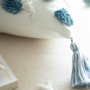 Juego de 2 Fundas de Cojín Cuadradas de Algodón Estilo Boho, Fundas Decorativas para Cojines de Sofá o Cama con Borlas Tejidas - Product Image 1