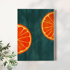 Art mural sur toile pour cuisine, affiche illustrative graphique de fruits d'agrumes oranges, décoration murale moderne pour cuisine - Product Image 1