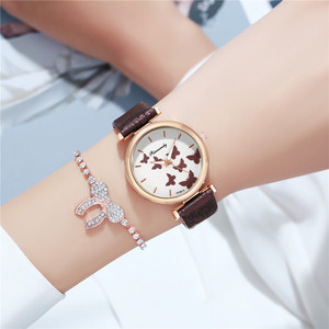Fashion Women Butterfly <b>Watches</b> With Bracelets Diamond 2023 Luxury Qualities <b>Black</b> Leather <b>Ladies</b> <b>Watches</b> Set 9806 - Product Image 2