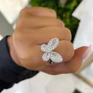 Wholesale 10K 14K 18K Solid Gold Lab Grown Diamond Butterfly <b>Statement</b> <b>Ring</b> Luxury Cocktail <b>Rings</b> Real Gold Jewelry Manufacturer - Product Image 5