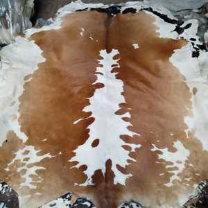 Genuine Cow Skin Leather Full Pelt Hair Natural Brown White Spotted Geometric Pattern Varsity Jacket Breathable 100% Polyester - Product Image 2