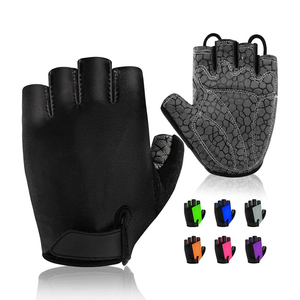High Quality Customizable Half <b>Finger</b> Fitness Gloves Unisex PU Leather Breathable Non Slip Adjustable Wrist <b>Strap</b> Gym Training - Product Image 1