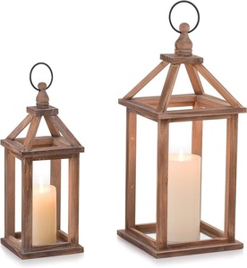 Wholesale <b>Bulk</b> Selling Wooden <b>Candle</b> Lantern With Natural Finish Modern Style <b>Candle</b> Lantern for Christmas & Outdoor Customized - Product Image 1