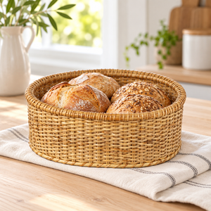 Panier de rangement en rotin tressé à la main, traditionnel, multifonctionnel, rond, naturel, pour la cuisine, le salon, la chambre, en gros - Product Image 5