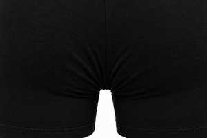 Calzoncillos bóxer de cintura media para hombre, negros, de punto liso, teñido uniforme, ropa interior cómoda - Product Image 3