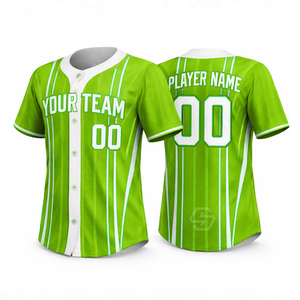 Maillot de baseball personnalisé par sublimation, unisexe, adulte, manches courtes, design rayé, nom de l'équipe, numéro du joueur, polyester respirant - Product Image 5