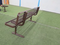 Banc de parc extérieur en acier galvanisé, surface thermoplastique, dossier à motif thermoplastique, vente en gros usine