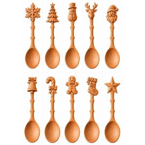 Cuchara de madera con forma de bastón de caramelo navideño, cuchara grabada personalizada para la terapia sensorial, nuevo diseño vietnamita para la decoración navideña, cuchara de madera para las fiestas. - Product Image 2