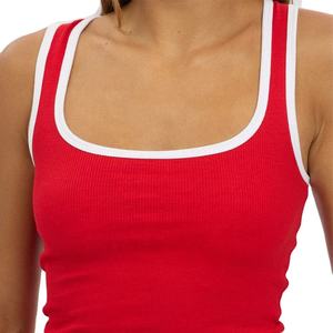 Débardeur tricoté rouge pour femme, col carré, couleur unie, décontracté, longueur courte - Product Image 5