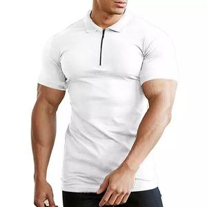 T-shirt de sport pour homme, coupe ajustée, manches courtes, en coton et élasthanne, léger, séchage rapide, personnalisable OEM - Product Image 2