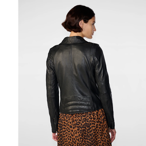 Women's Genuine <b>Leather</b> Moto Jacket Full Sleeve Zipper Closure Turn-down Collar Autumn Style - Product Image 3