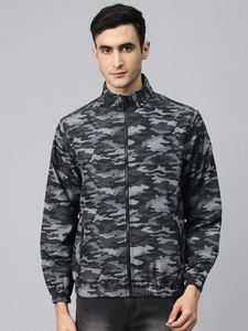 Blouson bomber camouflage pour homme, col montant, fermeture éclair, coupe ajustée, polyester, vêtement d'automne - Product Image 2