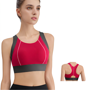 Soutien-gorge de sport dos nageur couleur unie pour femme, maintien moyen, respirant, pour yoga et entraînement, avec design de coutures - Product Image 2