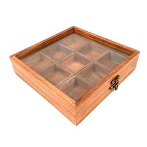 Export Quality <b>Wooden</b> Masala <b>Box</b> with Lid Kitchen Spice Storage Organizer - Product Image 6