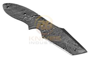 Lame de couteau de chasse à lame fixe en acier Damas, faite à la main, pleine longueur, pour le dépecage, pour la fabrication de couteaux utilitaires DIY et OEM - Product Image 6