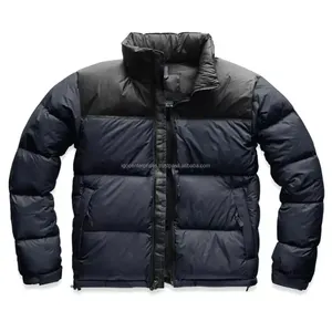 Men's Black Full-Print Winter Down Jacket North Custom Logo Stand-Up Collar Jacket Face Men's Thickened Puffer Jacket