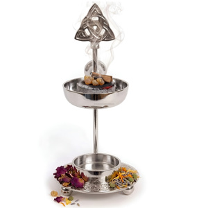 Orthodox Style <b>Silver</b> Adjustable Height Resin Burner with Triquetra <b>Top</b> - Product Image 6